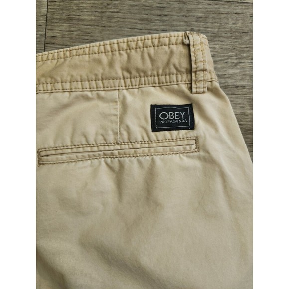 OBEY Khaki Button Shorts Size 34 - Picture 4 of 4